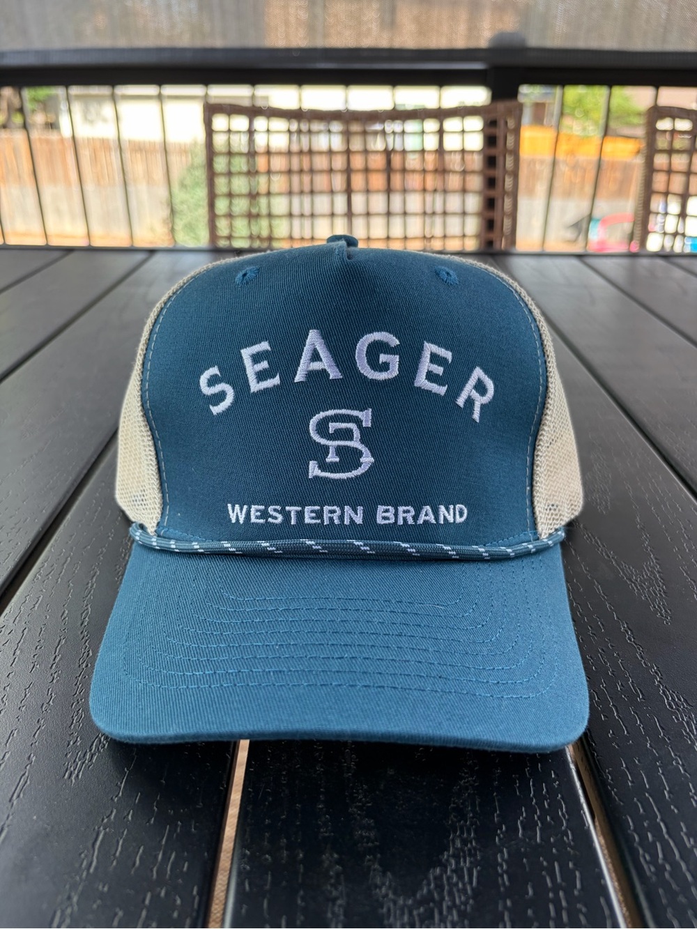 Seager. Western Brand Men's Blue Trucker Cap. SnapBack.